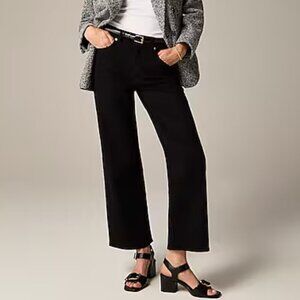 J. Crew Tall High Rise Slim Wide Jeans Semi Stretch Black Size 25T NWT